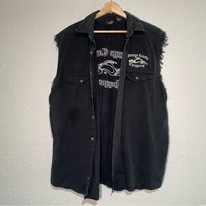 Vintage Black Short Sleeve Biker Vest Orange County Choppers Size XL